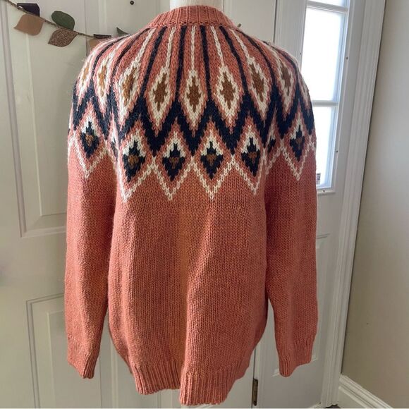 VINTAGE Hekla Iceland Wool 60s–70s Geometric Cardigan Sweater Size M - Picture 2 of 6